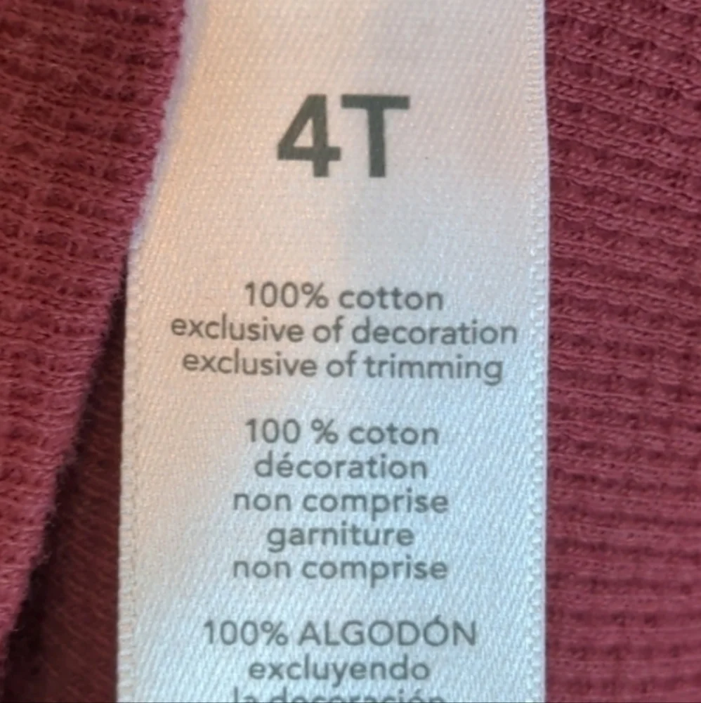 OshKosh B'Gosh Maroon Waffle Knit Long Sleeve Pullover Hoodie size 4T